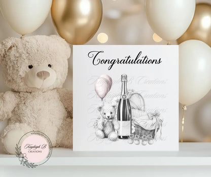 Twins, New Babies Card - Personalised, Blank Inside, New Baby Girls, New Baby Boys, New Parents, New arrival