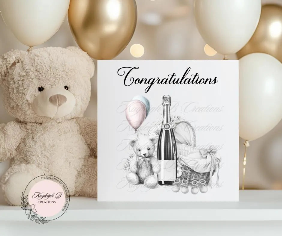 Twins, New Babies Card - Personalised, Blank Inside, New Baby Girls, New Baby Boys, New Parents, New arrival