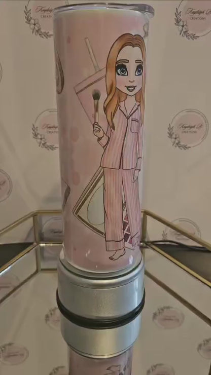 Makeup Dolly 20oz Skinny Tumbler with Metal Straw